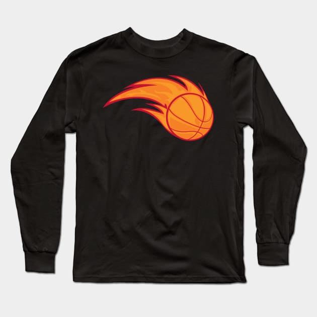 Basketball Fire Long Sleeve T-Shirt by Joebarondesign